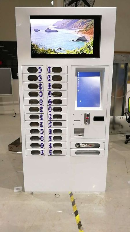 E-Wallet Opearted Cabinet Locker Mobile Phone Charging Station With 21" Touch Screen